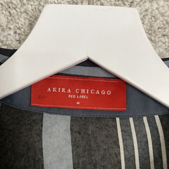 Akira Chicago Red Label Black/ Grey Striped Dress - Medium - Picture 5 of 11